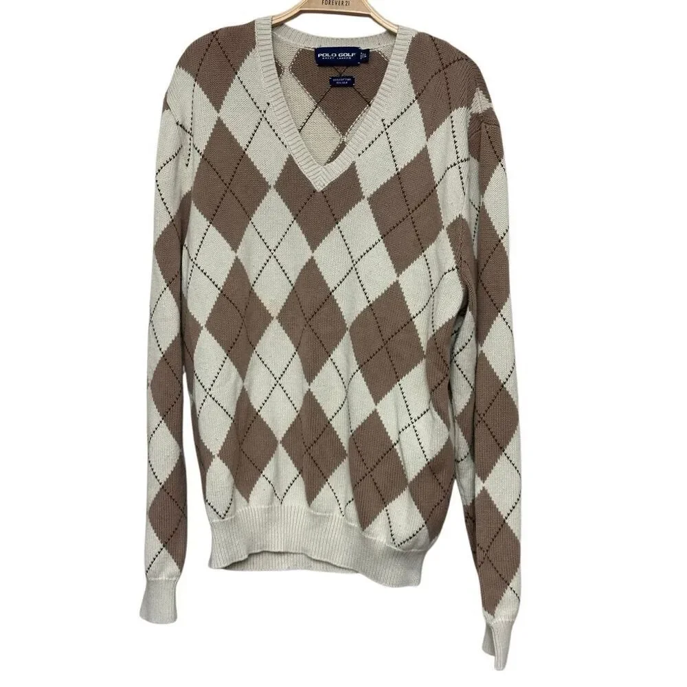 Vintage Polo Ralph Lauren argyle V-neck sweater Size: L